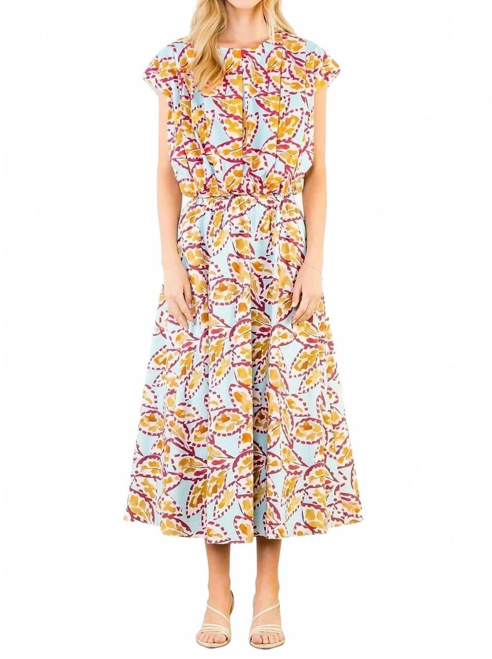 NEW THML sleeveless patterned top in blue multi